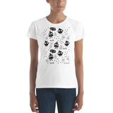 Women's Doodles T-Shirt - The Tweeting Owls - Zebra High Contrast Apparel and Clothing for Parents and Kids